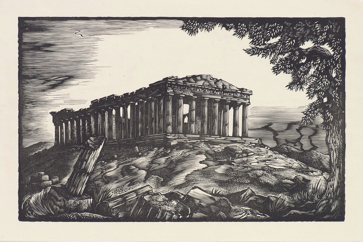 A black and white engraving - Acropolis