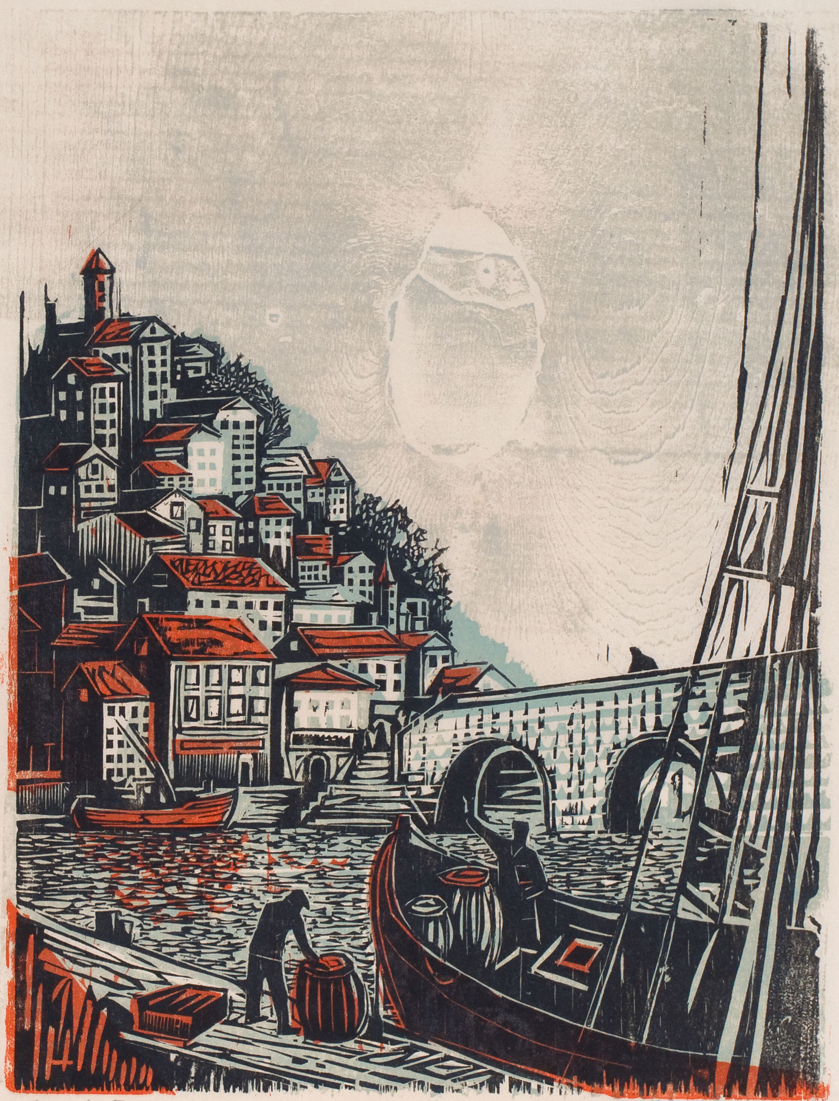 woodcut print by Walter Ferro - Basque Country