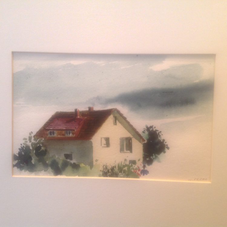 watercolor painting by Walter Ferro - Cottage with Red Roof