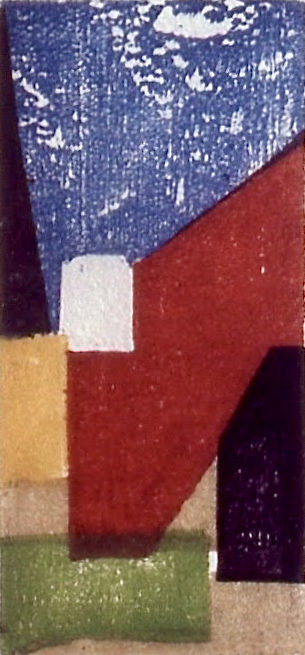 abstract woodcut with blocks of color by Walter Ferro